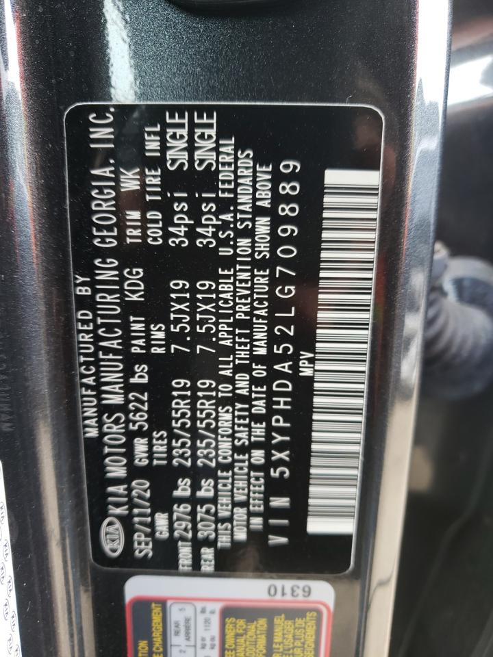 Photo 10 from auction – 2020 KIA SORENTO EX with VIN 5XYPHDA52LG709889