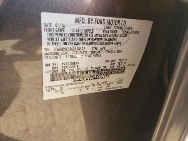 Photo 10 from auction – 2010 FORD FLEX with VIN 2FMGK5CC2ABA98522