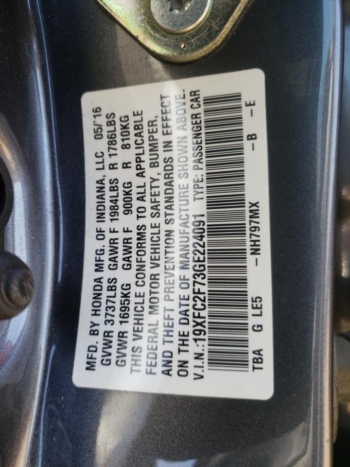 Photo 10 from auction – 2016 HONDA CIVIC EX with VIN 19XFC2F73GE224091