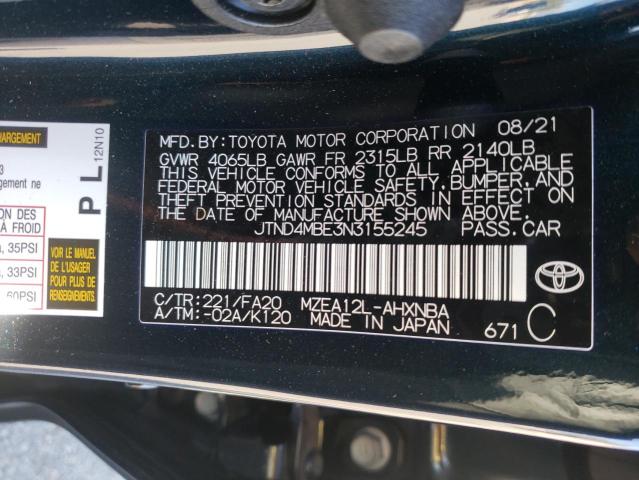 Photo 10 from auction – 2022 TOYOTA COROLLA SE with VIN JTND4MBE3N3155245
