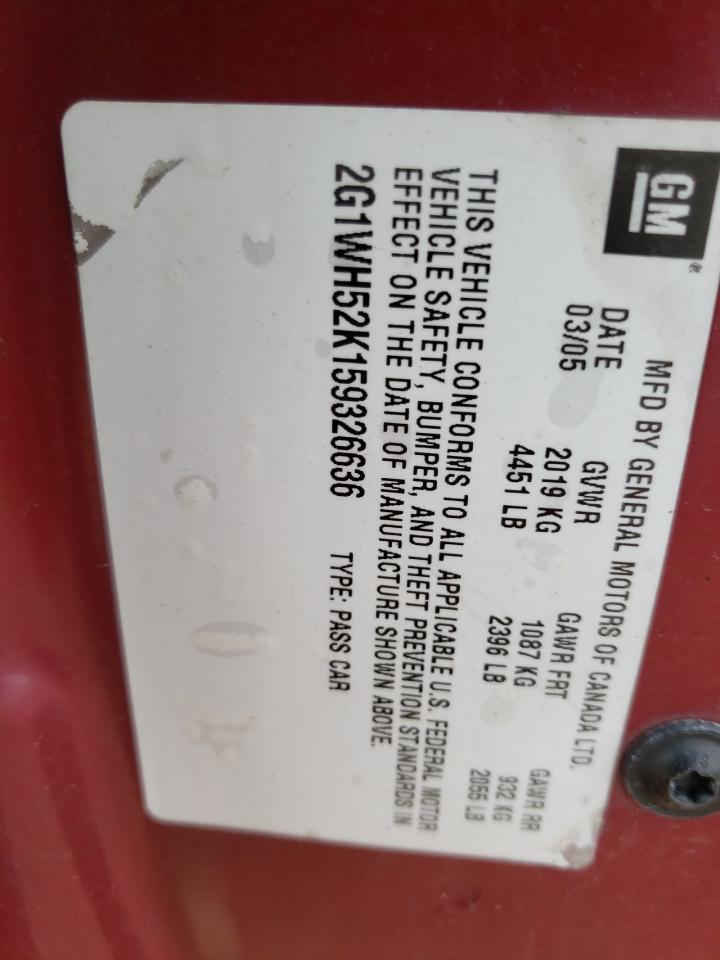 Photo 10 from auction – 2005 CHEVROLET IMPALA LS with VIN 2G1WH52K159326636