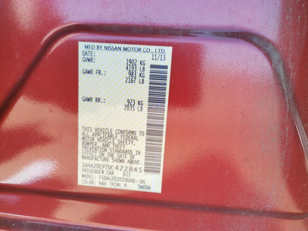 Photo 10 from auction – 2013 NISSAN LEAF S with VIN 1N4AZ0CP7DC422845