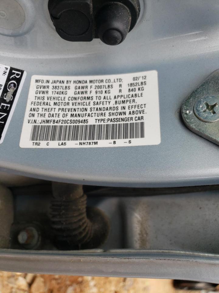 Photo 10 from auction – 2012 HONDA CIVIC HYBR with VIN JHMFB4F20CS009485