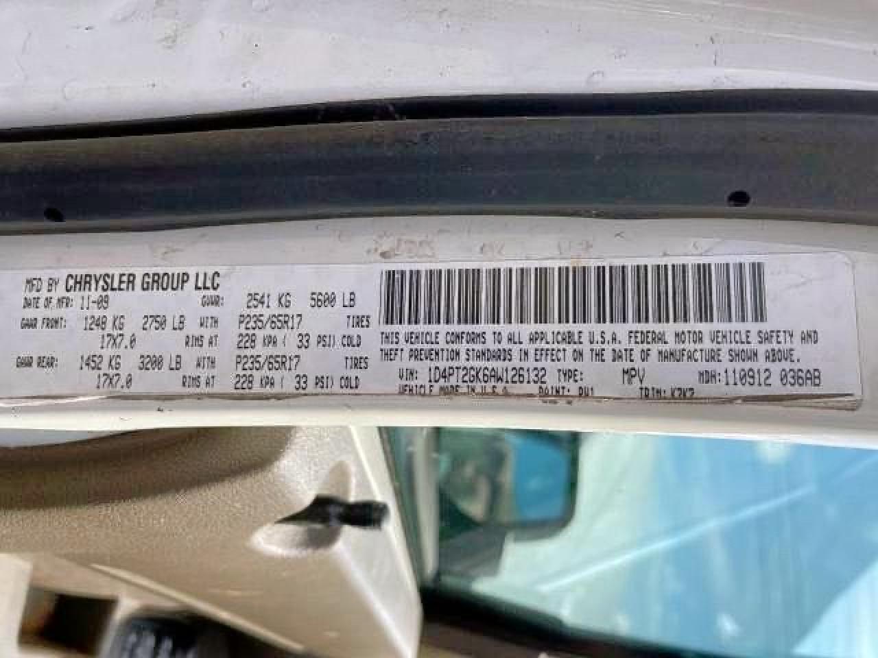 Photo 10 from auction – 2010 DODGE NITRO SE with VIN 1D4PT2GK6AW126132