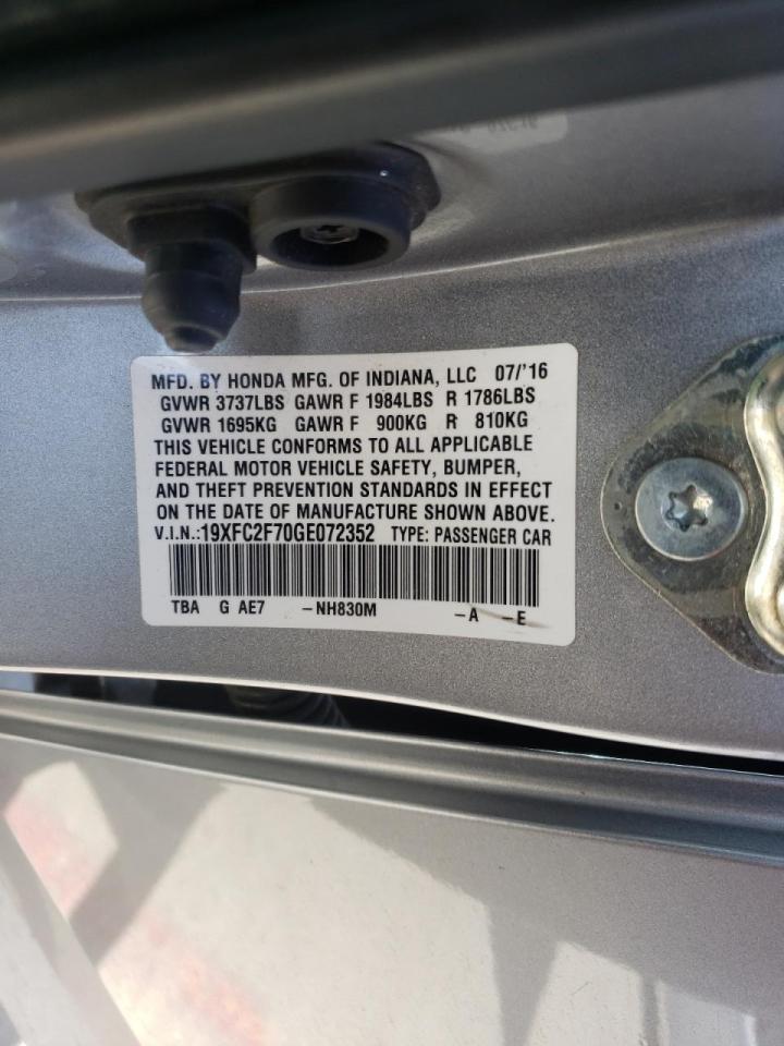 Photo 10 from auction – 2016 HONDA CIVIC EX with VIN 19XFC2F70GE072352