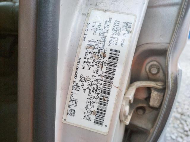 Photo 10 from auction – 2000 TOYOTA 4RUNNER LI with VIN JT3GN87R5Y0161608