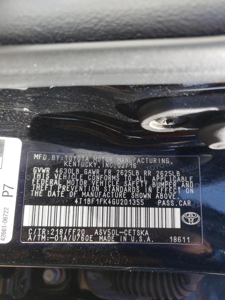 Photo 10 from auction – 2016 TOYOTA CAMRY LE with VIN 4T1BF1FK4GU201355