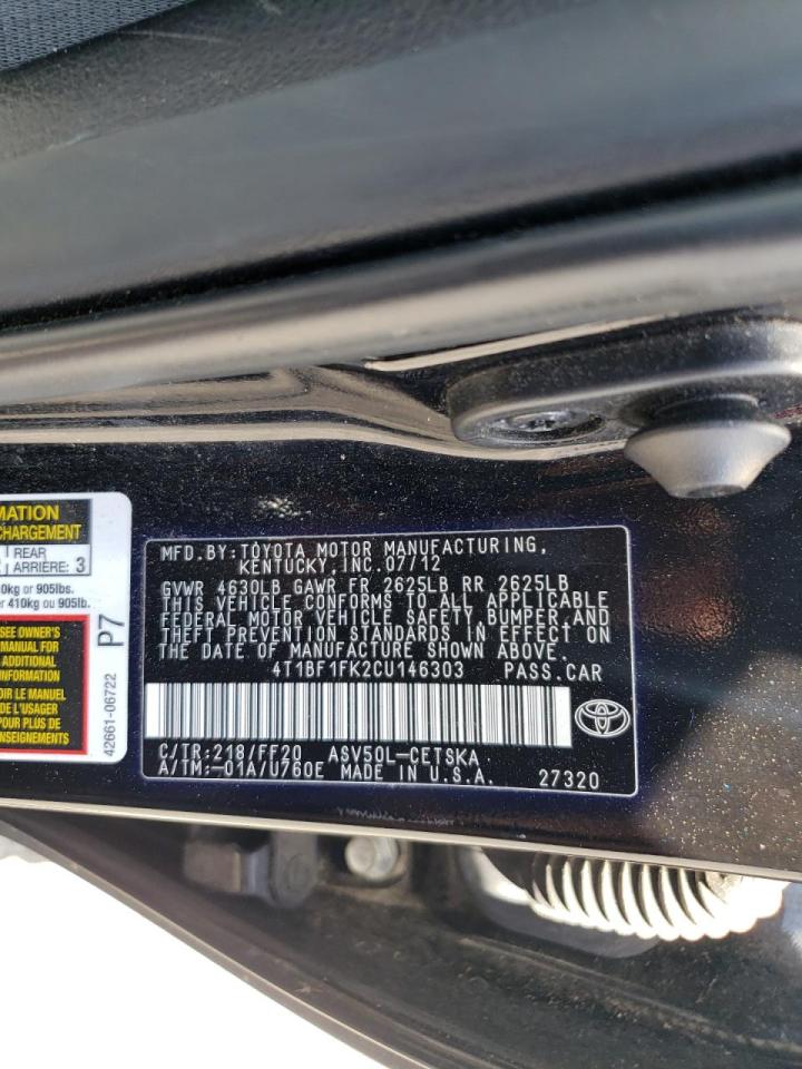 صورة رقم 10 من المزاد - 2012 TOYOTA CAMRY مع VIN 4T1BF1FK2CU146303