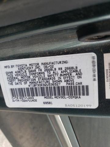 Photo 10 from auction – 2002 TOYOTA CAMRY LE with VIN 4T1BF30K92U536527