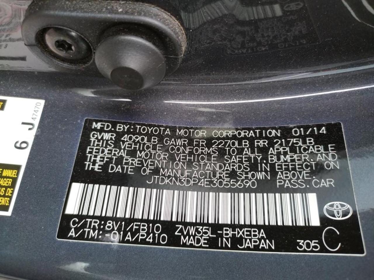 Photo 10 from auction – 2014 TOYOTA PRIUS PLUG with VIN JTDKN3DP4E3055690