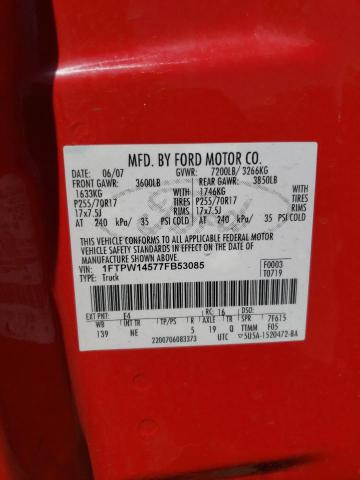 Photo 10 from auction – 2007 FORD F150 SUPER with VIN 1FTPW14577FB53085