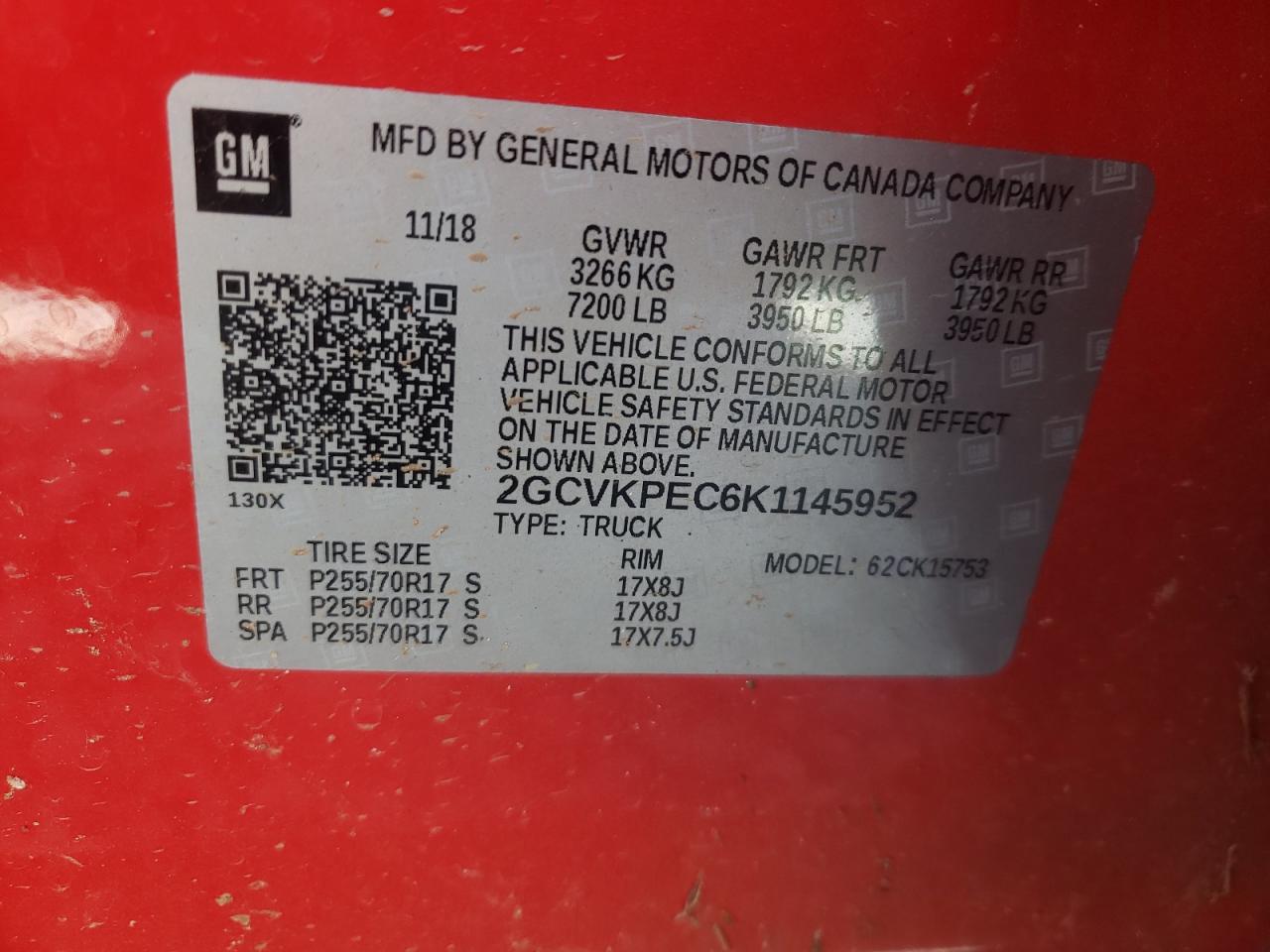 Photo 10 from auction – 2019 CHEVROLET SILVERADO with VIN 2GCVKPEC6K1145952