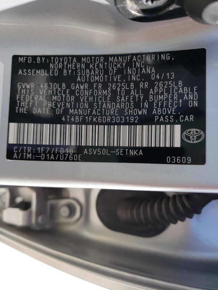 Photo 10 from auction – 2013 TOYOTA CAMRY L with VIN 4T4BF1FK6DR303192