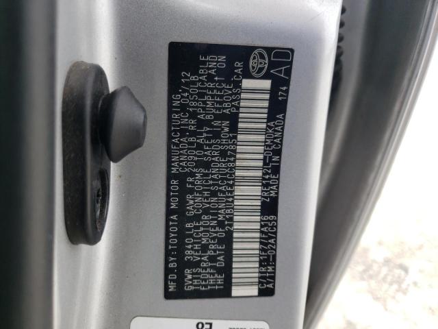 Photo 10 from auction – 2012 TOYOTA COROLLA BA with VIN 2T1BU4EE4CC847851