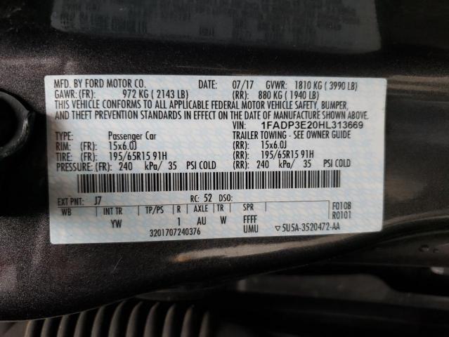 Photo 10 from auction – 2017 FORD FOCUS S with VIN 1FADP3E20HL313669