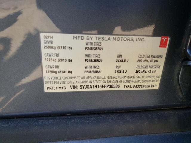 Photo 10 from auction – 2014 TESLA MODEL S with VIN 5YJSA1H15EFP30536