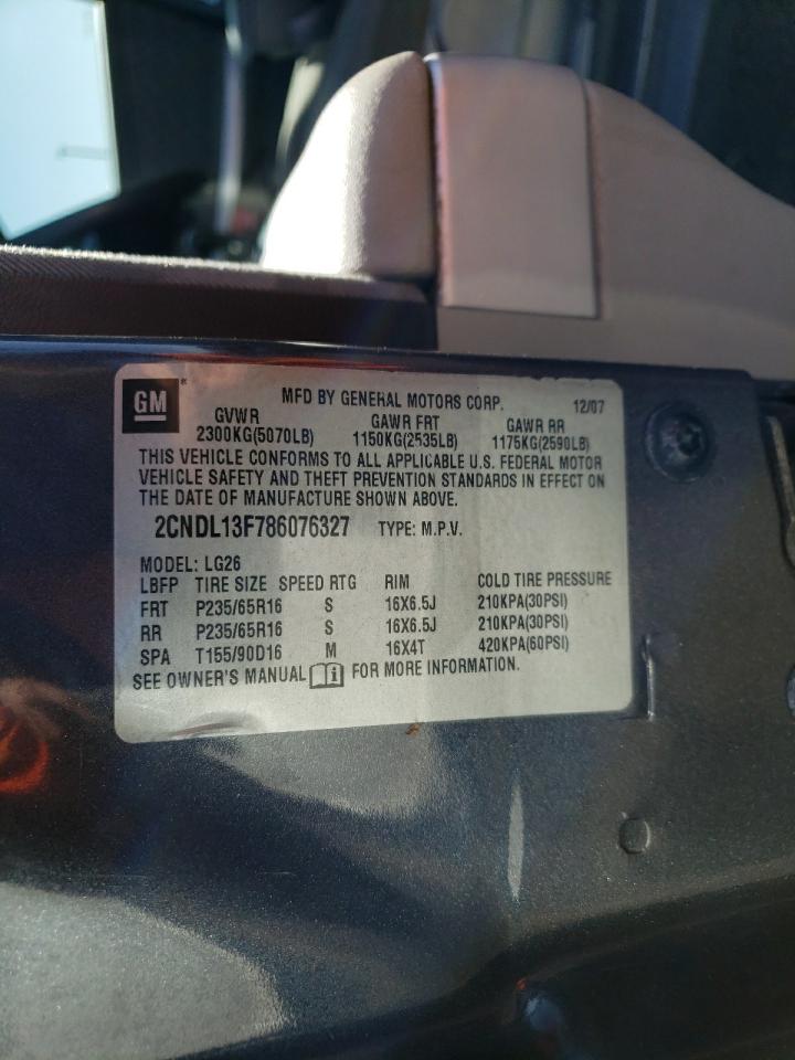 Photo 10 from auction – 2008 CHEVROLET EQUINOX LS with VIN 2CNDL13F786076327