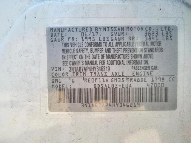 Photo 10 from auction – 2017 NISSAN SENTRA S with VIN 3N1AB7AP4HY346219