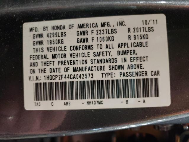 Photo 10 from auction – 2012 HONDA ACCORD LXP with VIN 1HGCP2F44CA042573