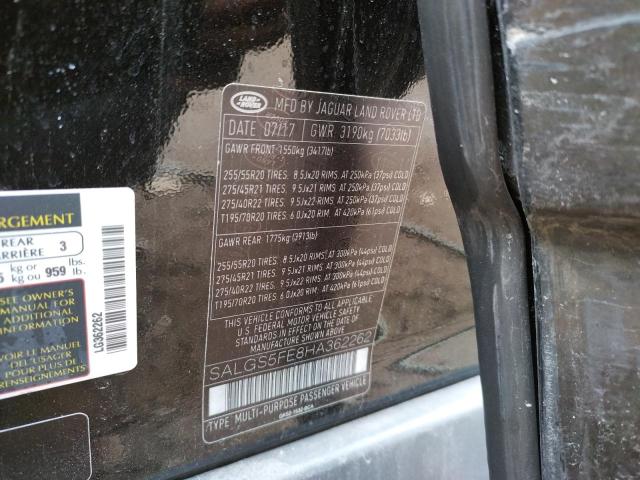 Photo 10 from auction – 2017 LAND ROVER RANGE ROVE with VIN SALGS5FE8HA362262