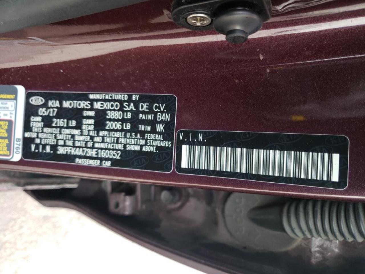 Photo 10 from auction – 2017 KIA FORTE LX with VIN 3KPFK4A73HE160352