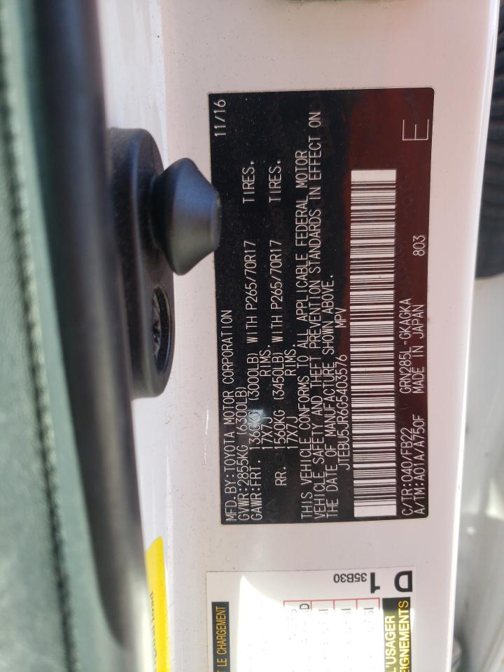 Photo 10 from auction – 2016 TOYOTA 4RUNNER SR with VIN JTEBU5JR6G5403576