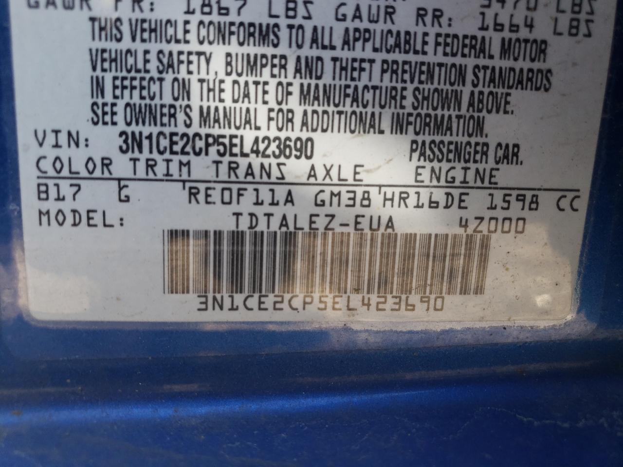 Photo 10 from auction – 2014 NISSAN VERSA NOTE with VIN 3N1CE2CP5EL423690