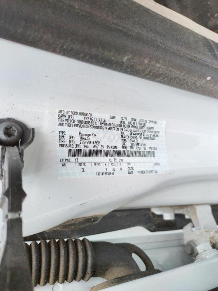 Photo 10 from auction – 2012 FORD FOCUS SE with VIN 1FAHP3F27CL314536