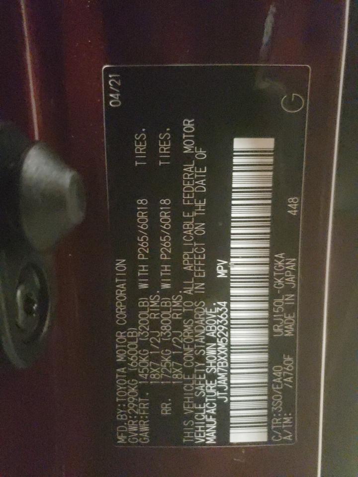 Photo 10 from auction – 2021 LEXUS GX 460 PRE with VIN JTJAM7BXXM5293634