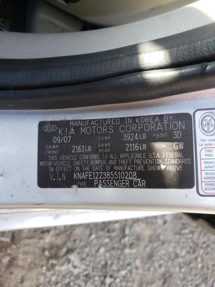 Photo 10 from auction – 2008 KIA SPECTRA EX with VIN KNAFE122385510208