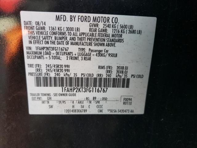 Photo 10 from auction – 2015 FORD TAURUS SHO with VIN 1FAHP2KT3FG116767