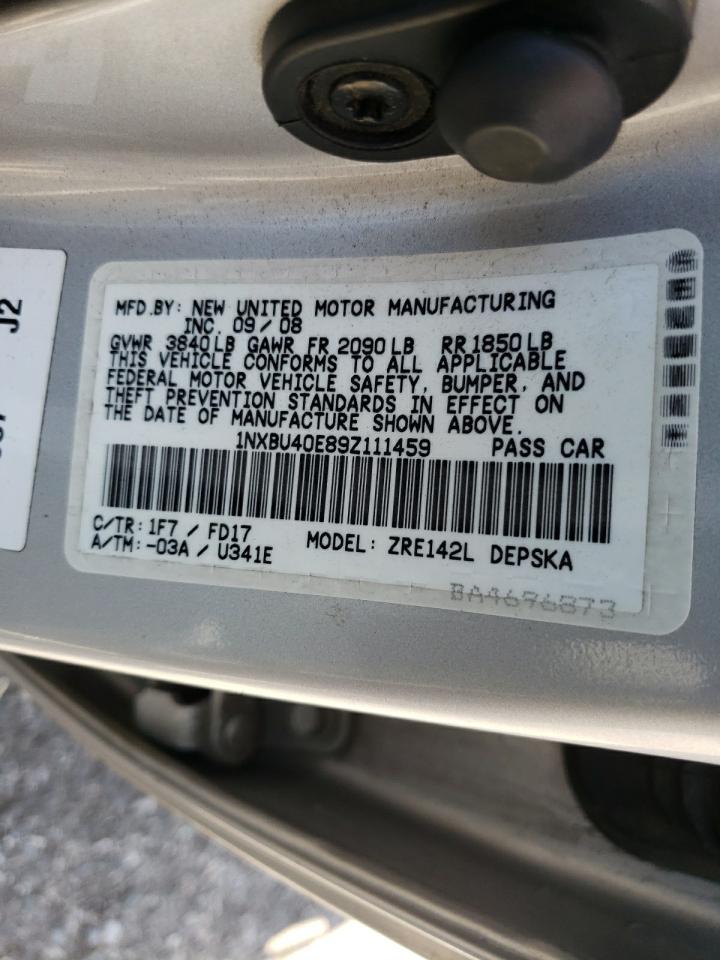 Photo 10 from auction – 2009 TOYOTA COROLLA BA with VIN 1NXBU40E89Z111459
