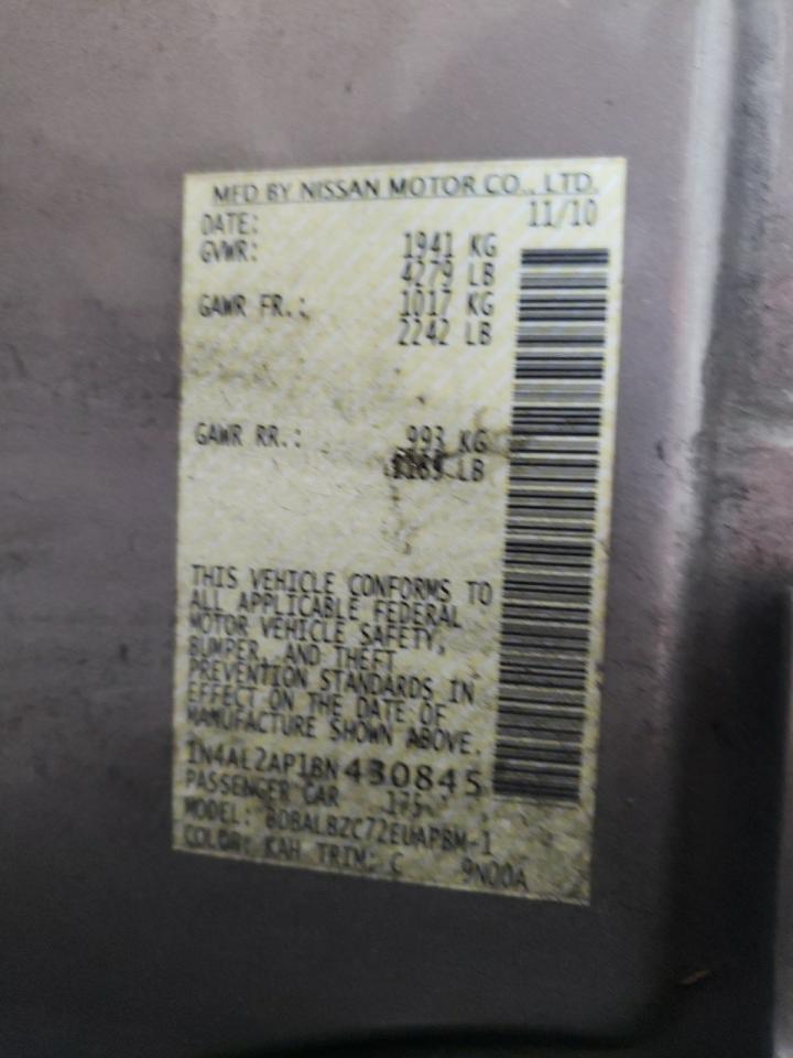 Photo 10 from auction – 2011 NISSAN ALTIMA BAS with VIN 1N4AL2AP1BN430845
