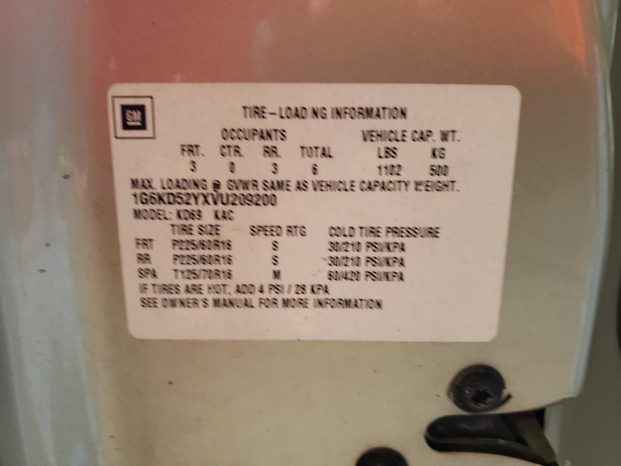 Photo 10 from auction – 1997 CADILLAC DEVILLE with VIN 1G6KD52YXVU209200