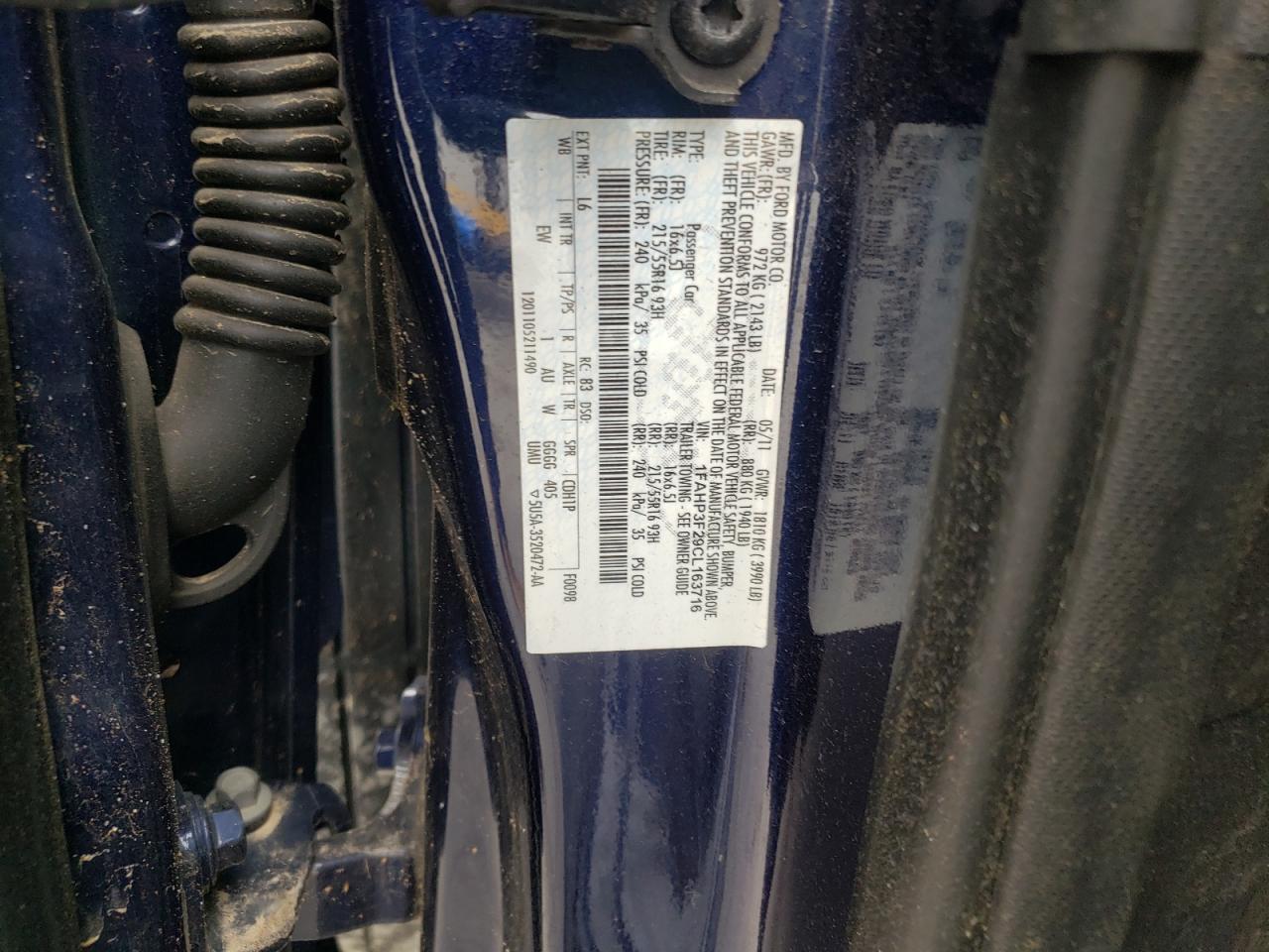 Photo 10 from auction – 2012 FORD FOCUS SE with VIN 1FAHP3F29CL163716