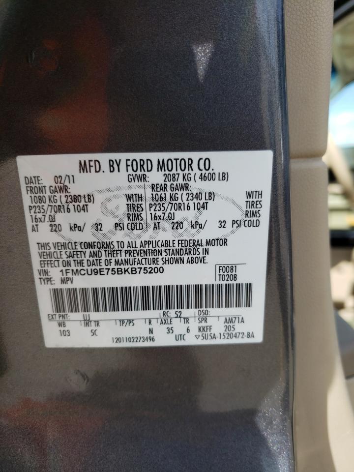 Photo 10 from auction – 2011 FORD ESCAPE LIM with VIN 1FMCU9E75BKB75200