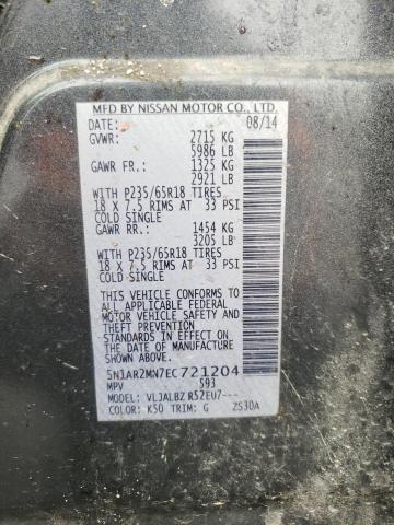 Photo 10 from auction – 2014 NISSAN PATHFINDER with VIN 5N1AR2MN7EC721204