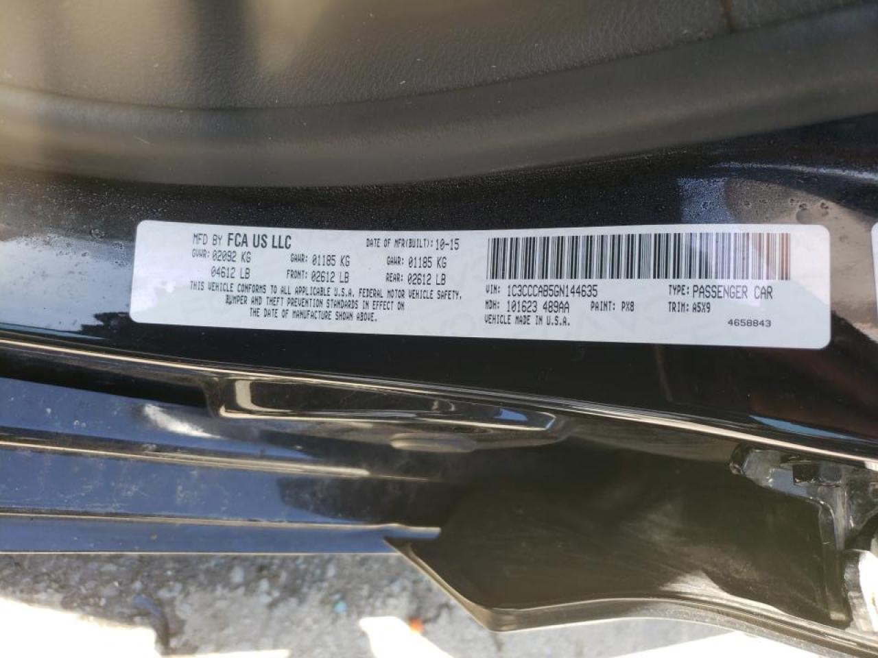Photo 10 from auction – 2016 CHRYSLER 200 LIMITE with VIN 1C3CCCAB5GN144635