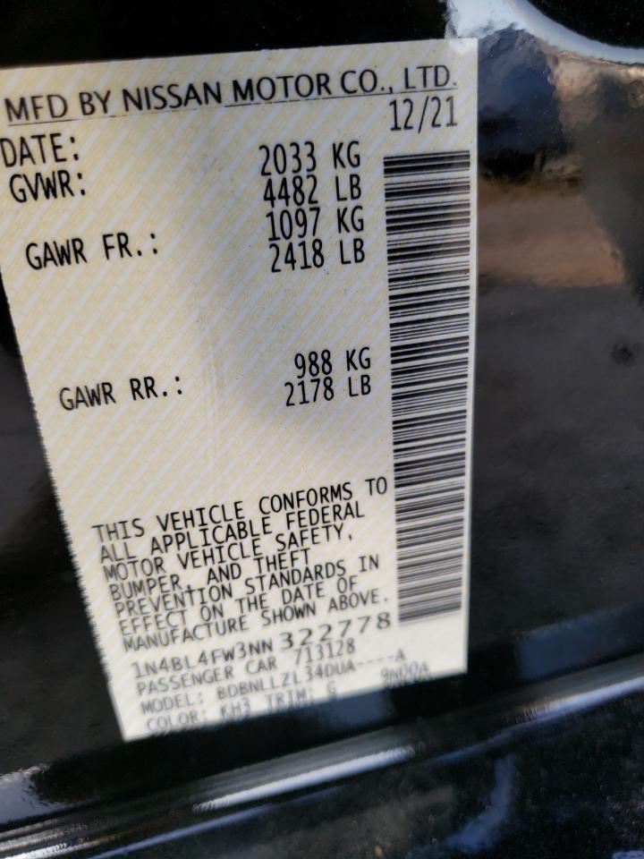 Photo 10 from auction – 2022 NISSAN ALTIMA with VIN 1N4BL4FW3NN322778