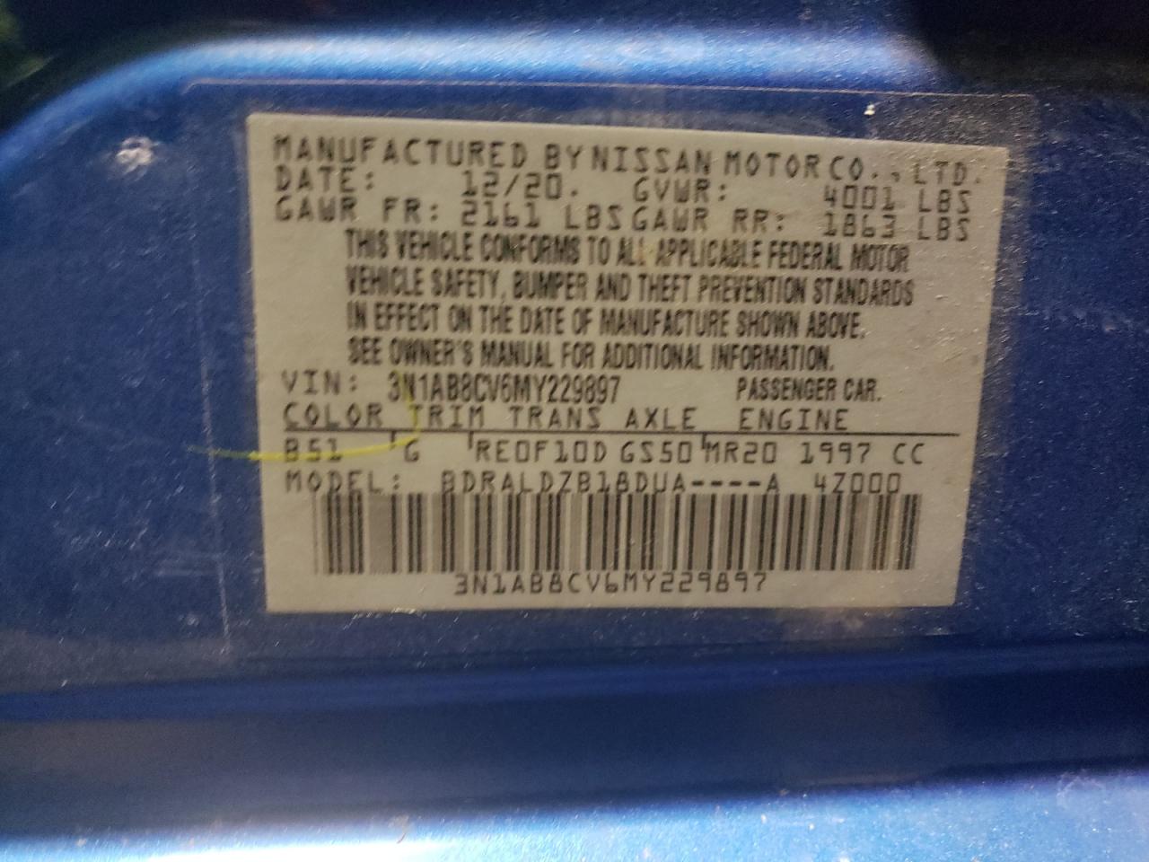 Photo 10 from auction – 2021 NISSAN SENTRA SV with VIN 3N1AB8CV6MY229897