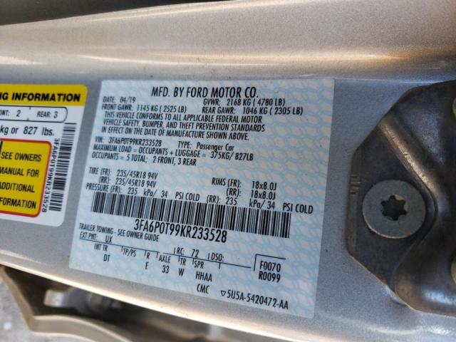 Photo 10 from auction – 2019 FORD FUSION SE with VIN 3FA6P0T99KR233528