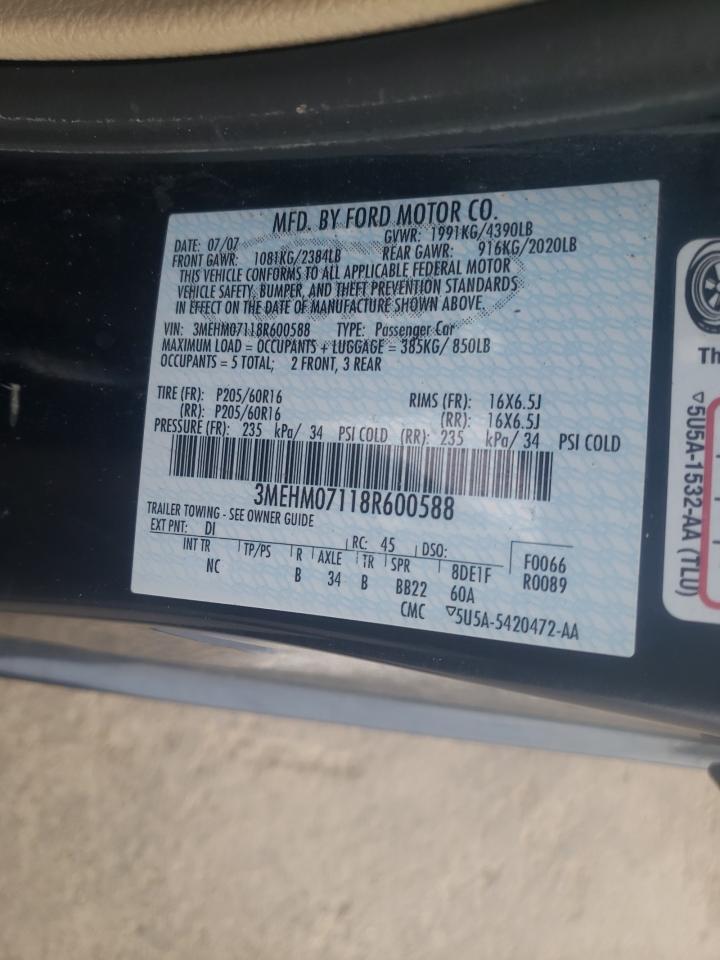 Photo 10 from auction – 2008 MERCURY MILAN with VIN 3MEHM07118R600588