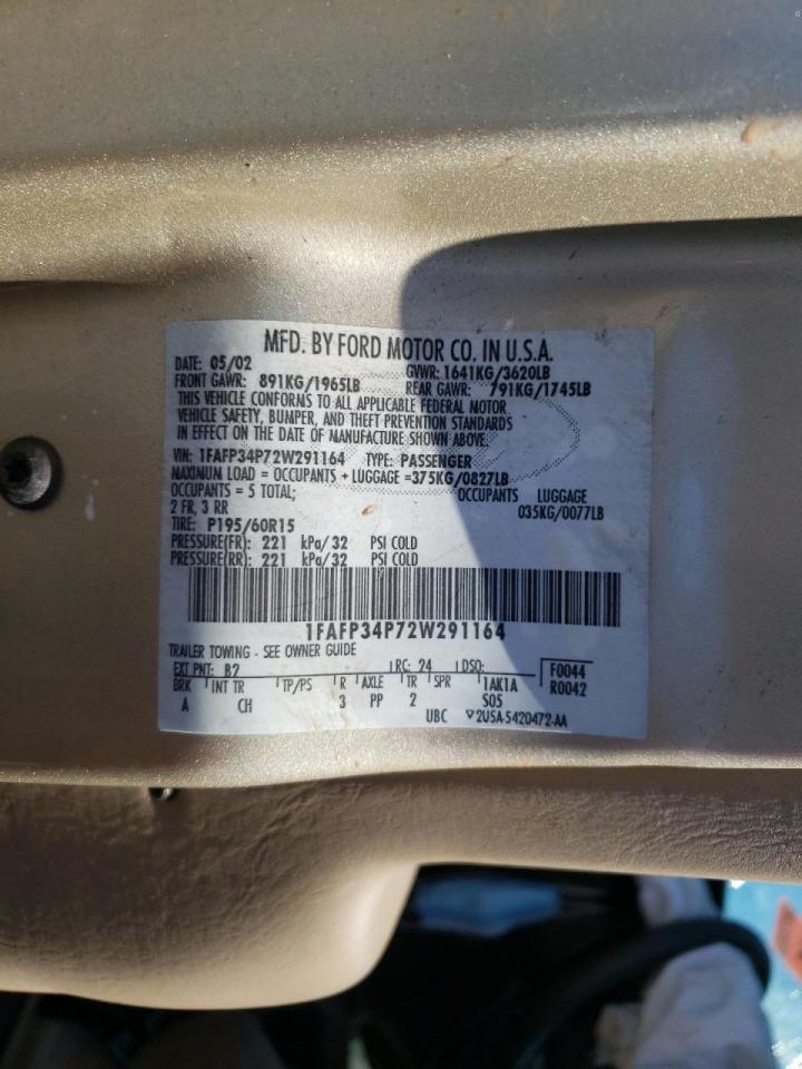 Photo 10 from auction – 2002 FORD FOCUS SE with VIN 1FAFP34P72W291164