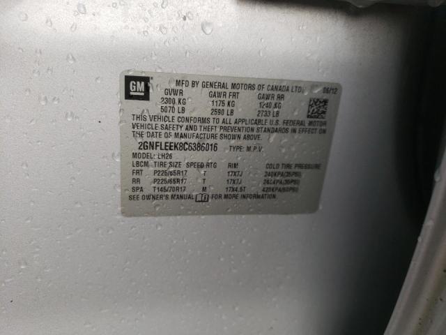 Photo 10 from auction – 2012 CHEVROLET EQUINOX LT with VIN 2GNFLEEK8C6386016