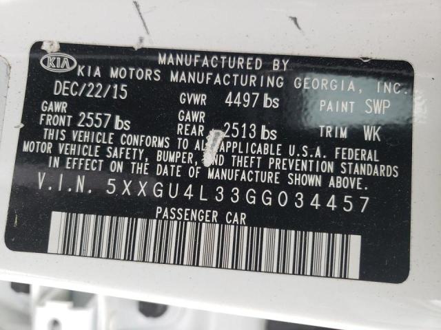 Photo 10 from auction – 2016 KIA OPTIMA EX with VIN 5XXGU4L33GG034457