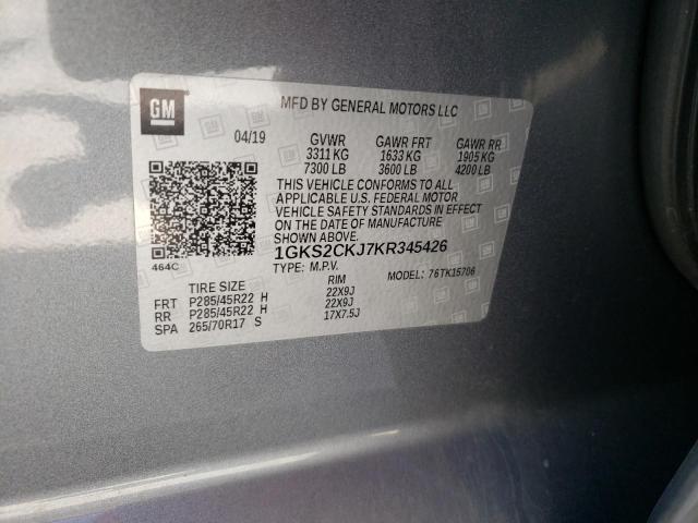 Photo 10 from auction – 2019 GMC YUKON DENA with VIN 1GKS2CKJ7KR345426