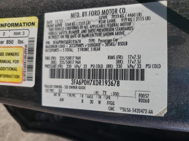 Photo 10 from auction – 2013 FORD FUSION SE with VIN 3FA6P0H7XDR193678