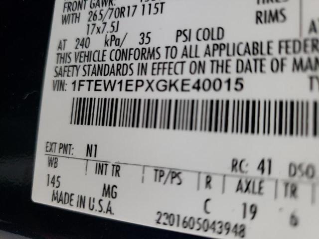 Photo 10 from auction – 2016 FORD F150 SUPER with VIN 1FTEW1EPXGKE40015