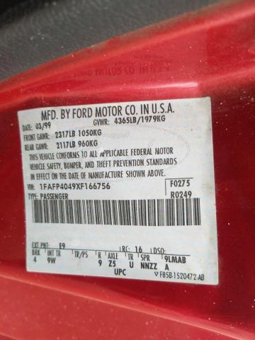 Photo 10 from auction – 1999 FORD MUSTANG with VIN 1FAFP4049XF166756