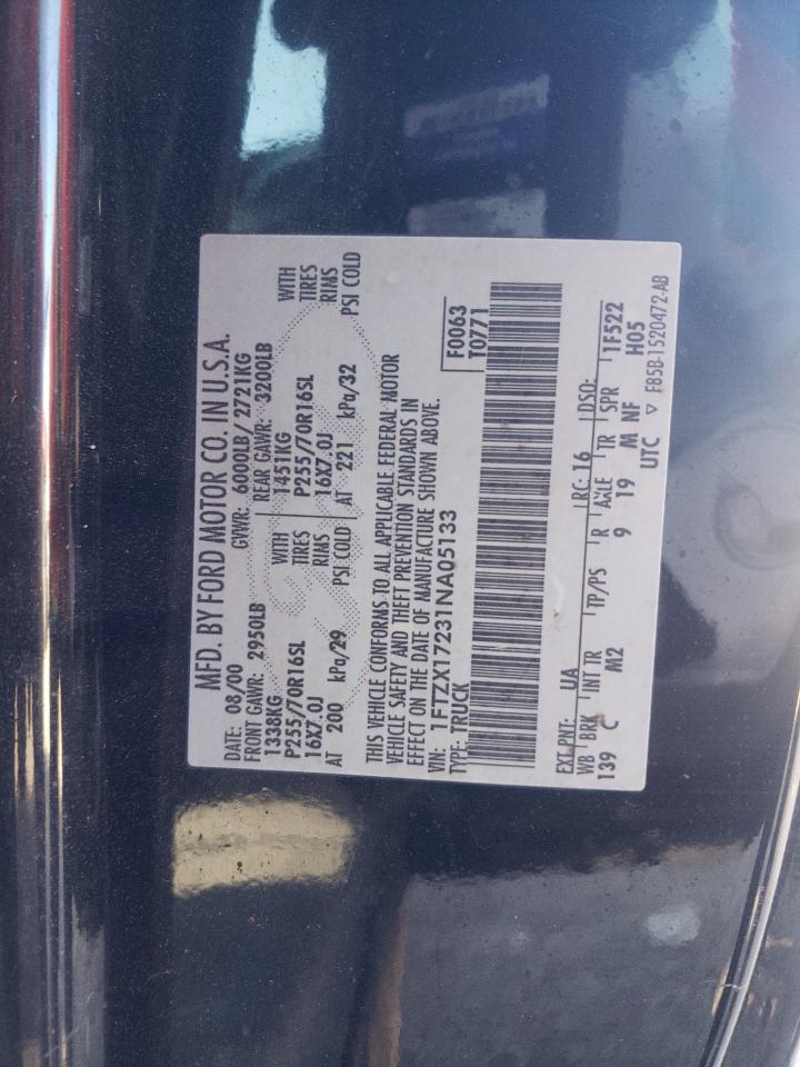 Photo 10 from auction – 2001 FORD F150 with VIN 1FTZX17231NA05133